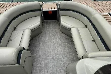 Slide: The Image of 2017 Berkshire 22CL CTS pontoon boat with spacious seating and modern design. - 14