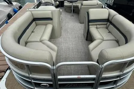 Slide: The Image of 2017 Berkshire 22CL CTS pontoon boat with spacious seating and modern design. - 18