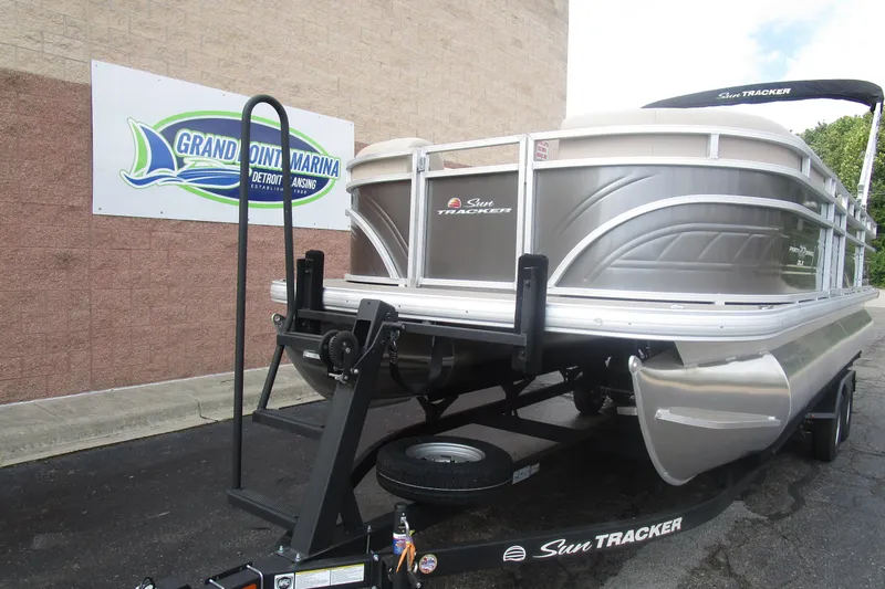 Slide: The Image of 2025 Sun Tracker PB 22 RF pontoon boat at Grand Pointe Marina. - 3