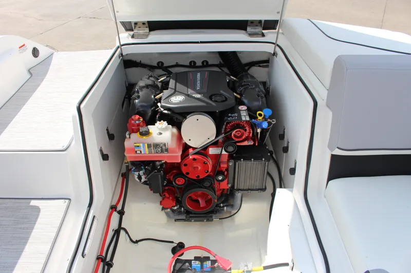 Slide: The Image of Engine compartment of 2025 Cobalt CS23 boat, showcasing modern design and components. - 29
