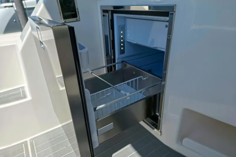 Slide: The Image of Open drawer refrigerator on 2026 Regal 38 Grande Coupe yacht. - 12