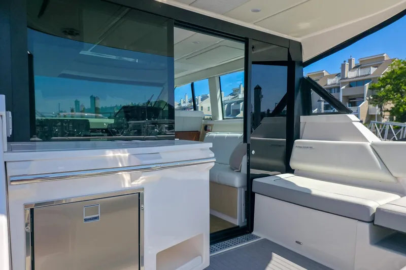 Slide: The Image of 2026 Regal 38 Grande Coupe yacht interior with sleek design and modern amenities. - 15