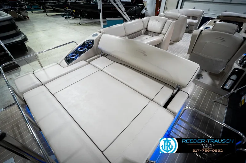 Slide: The Image of 2016 Bennington 2375 RSB pontoon boat interior with luxurious seating and modern design. - 30
