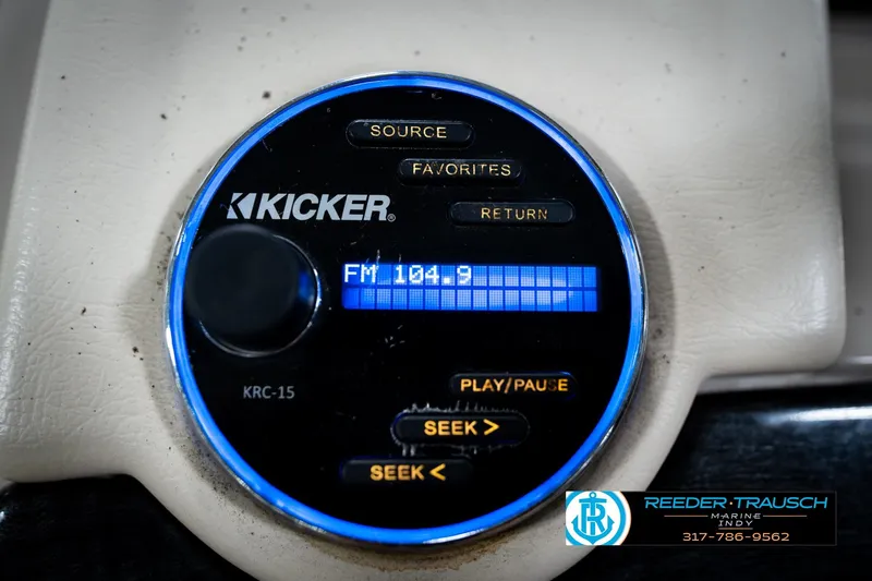 Slide: The Image of Control panel of a 2016 Bennington 2375 RSB boat with various switches and dials. - 36