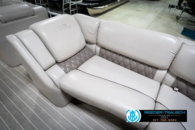 Slide: The Image of Close-up of 2016 Bennington 2375 RSB boat seat with logo embroidery. - 47