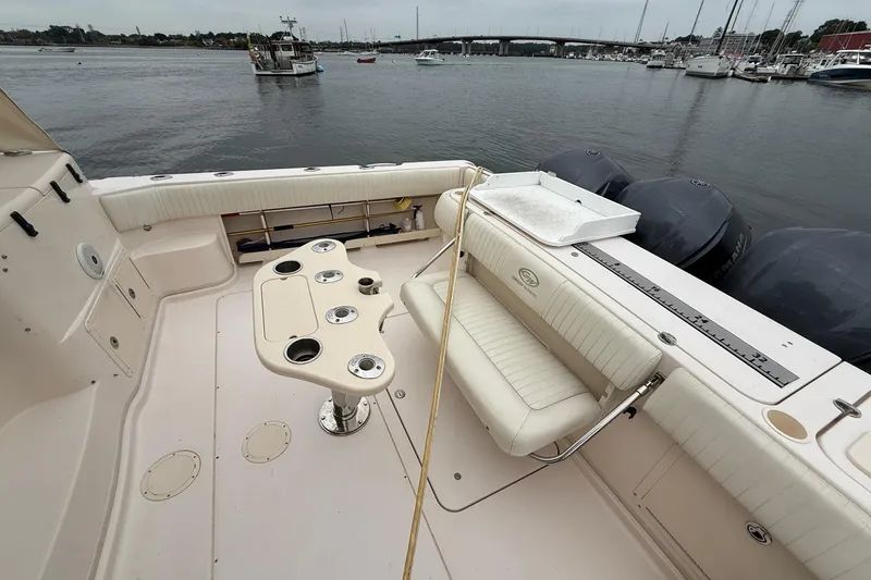 Slide: The Image of 2008 Grady-White Express 360 boat interior with seating and fishing equipment. - 5