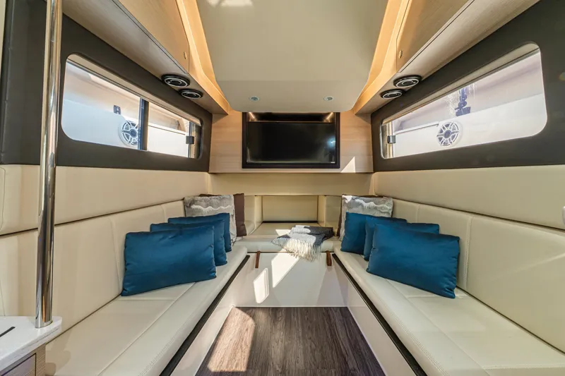 Slide: The Image of Luxurious interior of 2023 Scout 425 LXF yacht with modern kitchen and seating area. - 30