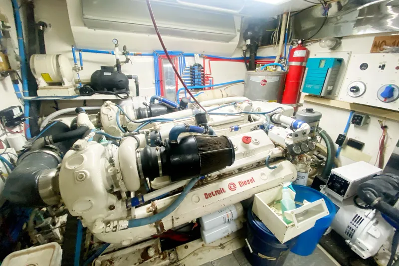 Slide: The Image of Engine room of a 1990 Viking 63 Motor Yacht with Detroit Diesel engine. - 65