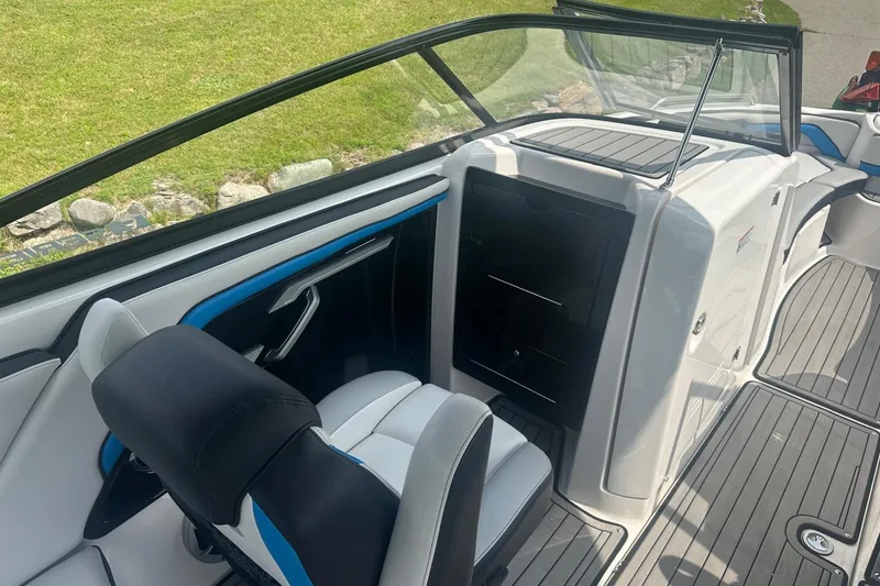 Slide: The Image of 2018 Yamaha 242 X boat interior with sleek seating and modern design. - 19