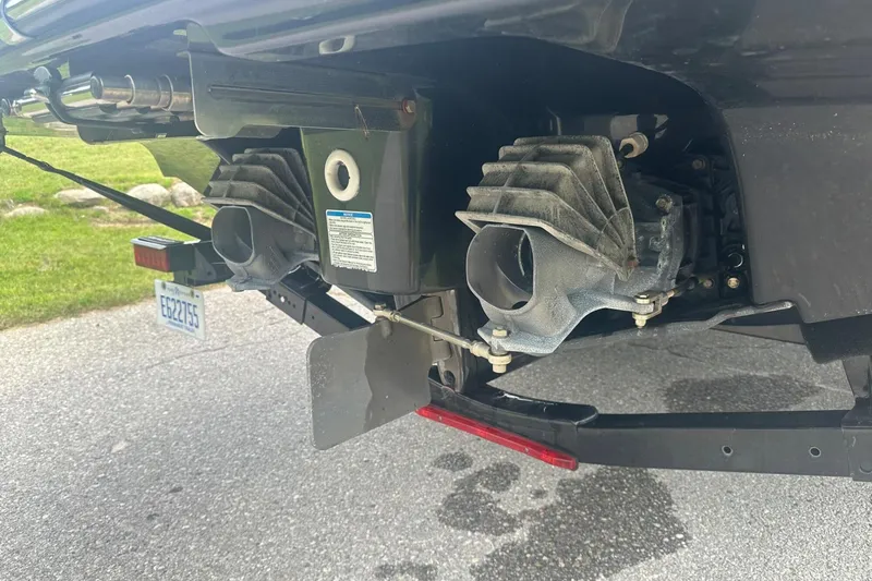 Slide: The Image of 2018 Yamaha 242 X jet propulsion system close-up on a trailer. - 42