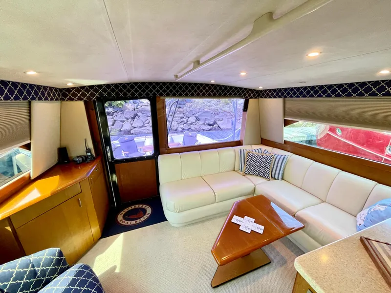 Slide: The Image of Luxurious interior of 2000 Ocean Yachts 43 Super Sport with elegant seating and decor. - 38