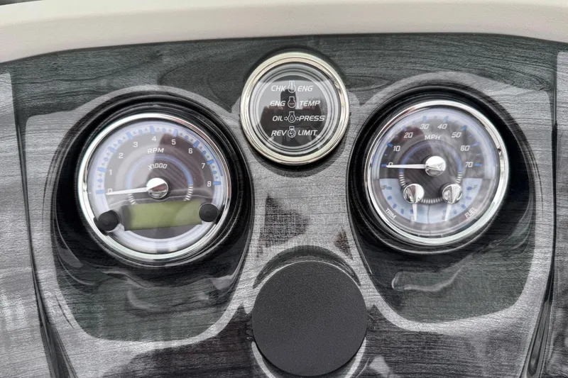 Slide: The Image of Dashboard of 2025 Tahoe 2185 with RPM and MPH gauges. - 16