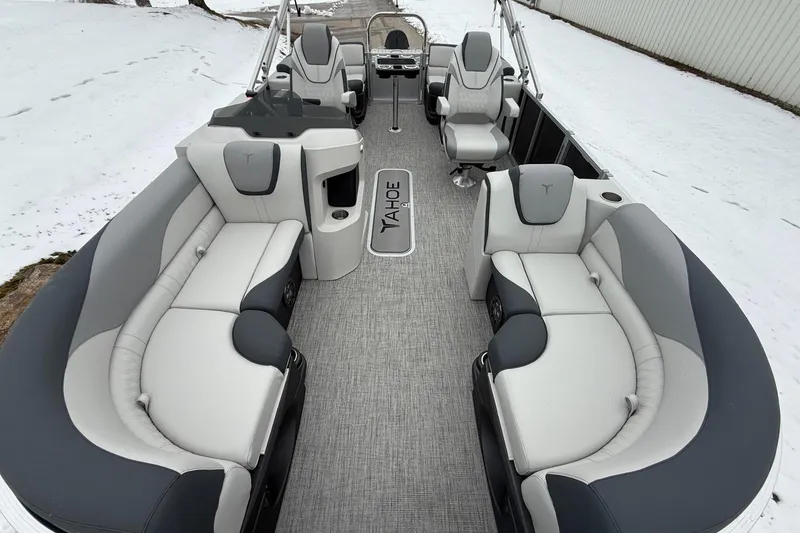 Slide: The Image of Luxurious 2025 Tahoe 2185 boat interior with plush seating and modern design. - 9