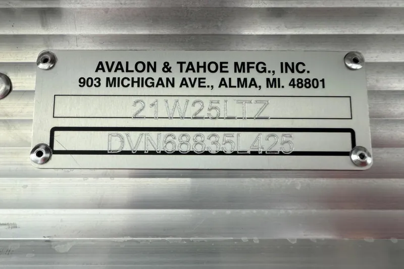 Slide: The Image of Metal identification plate for Tahoe 2185, 2025 model, by Avalon & Tahoe Mfg., Inc. - 29