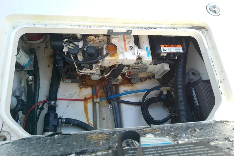 Slide: The Image of Electrical control panel of a 2001 Boston Whaler 28 Outrage boat. - 45