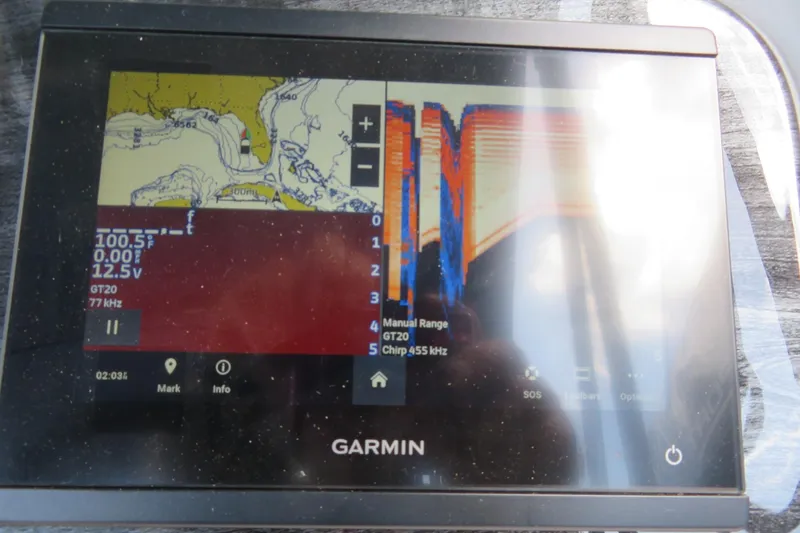 Slide: The Image of Garmin navigation display on Avalon 2385 LSZ Versatile Rear Lounger, 2025 model, Sarasota, FL. - 59
