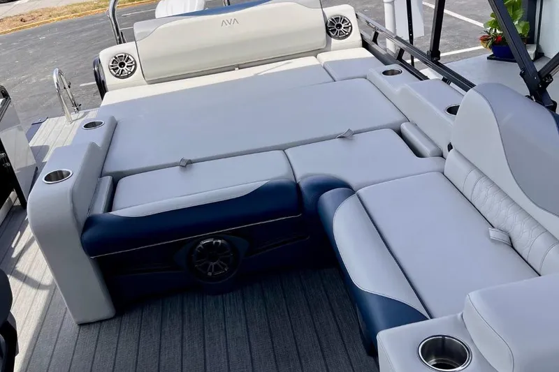Slide: The Image of 2025 Avalon 2385 LSZ Versatile Rear Lounger, luxury tri-toon boat interior, Sarasota, FL. - 6