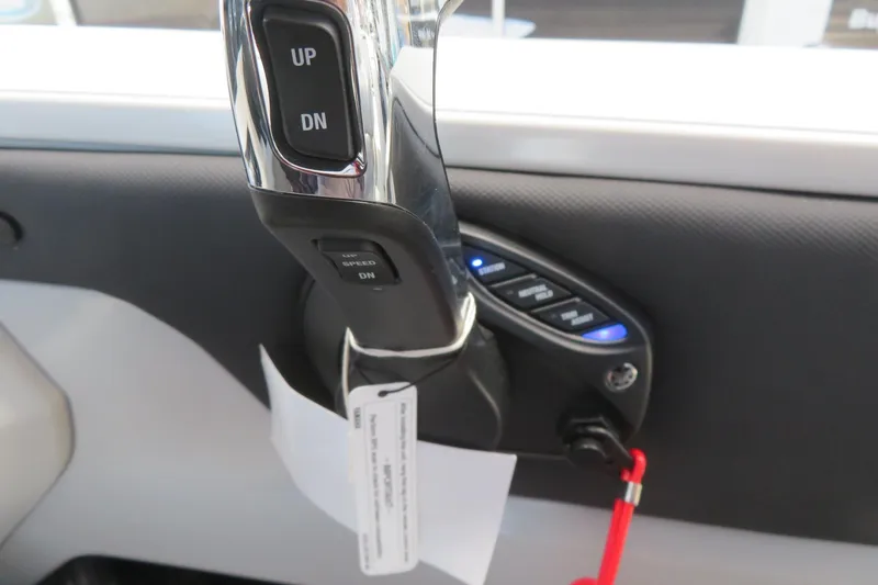 Slide: The Image of Close-up of 2025 Avalon 2385 LSZ Versatile Rear Lounger control panel with buttons. - 65