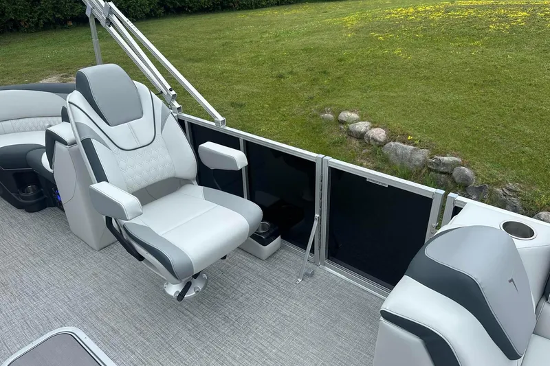 Slide: The Image of Luxurious seating on 2025 Tahoe 2185 boat, featuring modern design and comfort. - 16