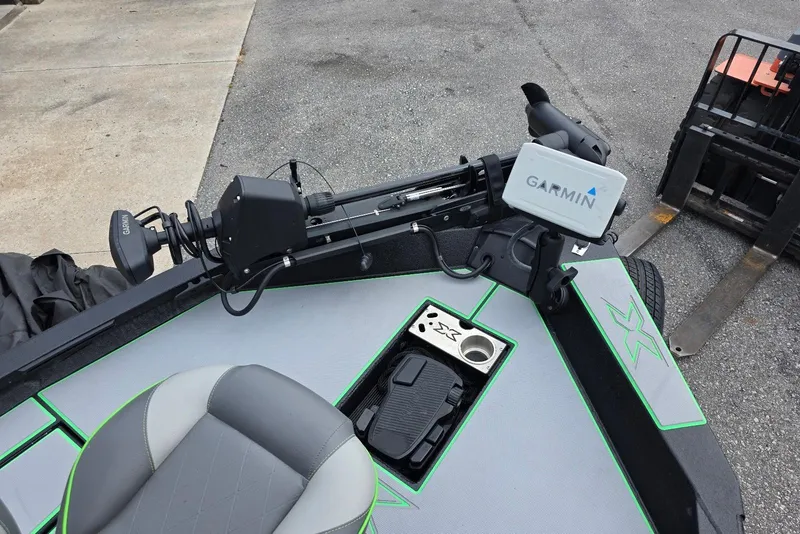 Slide: The Image of 2022 Xpress H18 Bass boat deck with Garmin electronics and Yamaha Vmax 115 SHO motor. - 13