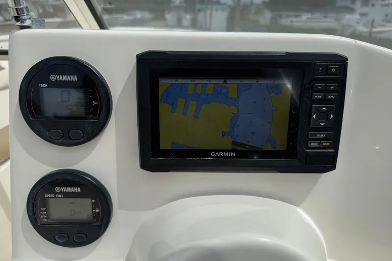 Slide: The Image of Dashboard of 2019 Key West 203 DFS with Garmin GPS and Yamaha gauges. - 12