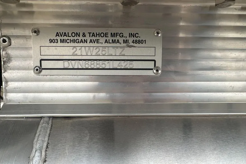 Slide: The Image of Metal identification plate for Avalon & Tahoe MFG, Inc., featuring model 21W25LTZ. - 9