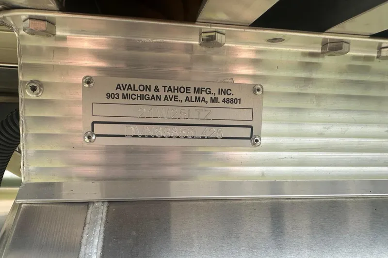 Slide: The Image of Metal plate on Tahoe 2185, 2025 model, by Avalon & Tahoe Mfg., Alma, MI. - 27
