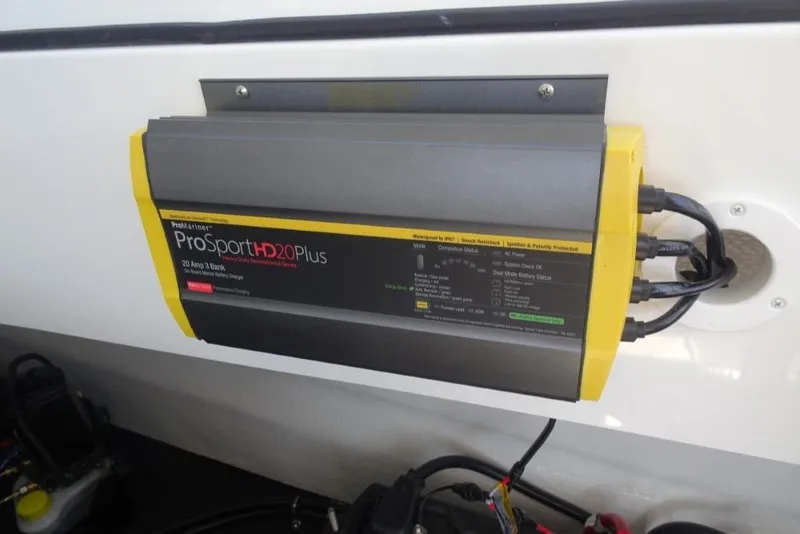 Slide: The Image of ProMariner ProSport HD20 Plus battery charger installed on a 2025 Cobalt R30 boat. - 24