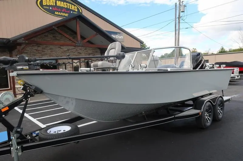 Slide: The Image of 2008 Starcraft STX PRO 2050 boat on trailer outside Boat Masters Marine. - 1
