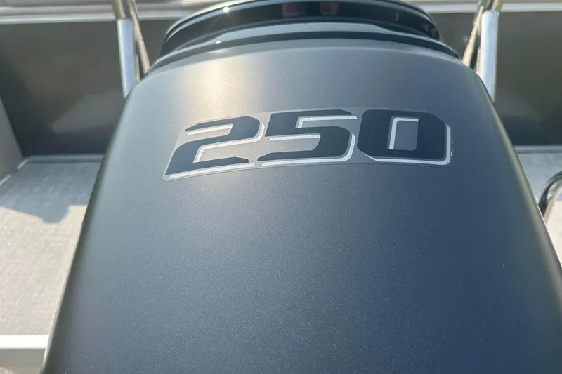 Slide: The Image of Outboard motor with "250" label on a 2025 Tahoe 2585 boat. - 27