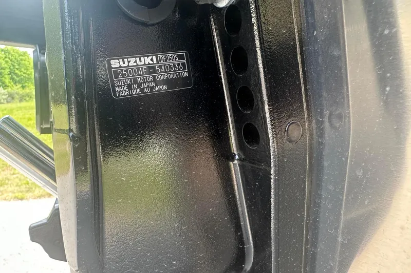 Slide: The Image of Close-up of a Suzuki DF250S engine label on a 2025 Tahoe 2585. - 28