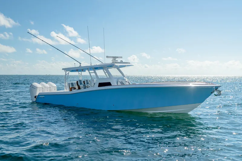 Slide: The Image of 2025 Invincible 43 Open Fisherman boat on open water. - 6