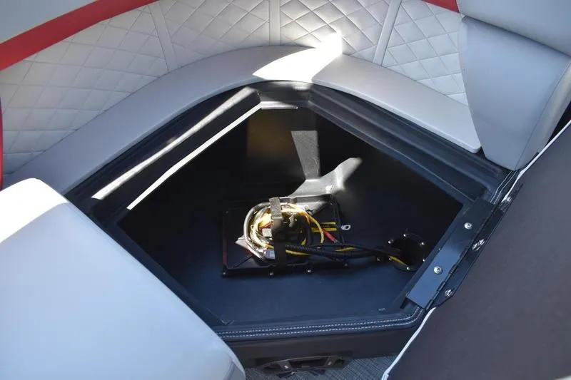 Slide: The Image of Sleek black table with cup holders on 2026 Lowe SS 210 WT boat. - 43