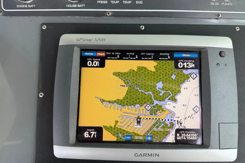 Slide: The Image of Garmin GPSmap 5208 displaying navigation map on 1999 Tiara Yachts 2900 Coronet. - 15