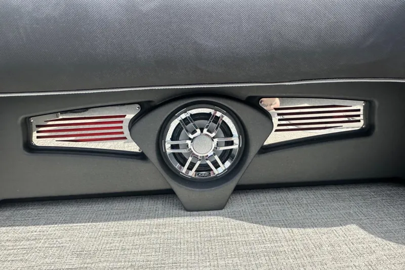 Slide: The Image of 2025 Tahoe 2785 speaker system with sleek design and metallic accents. - 15