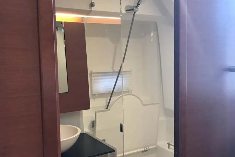Slide: The Image of Bathroom interior of 2016 Jeanneau Leader 36 yacht with modern shower and sink. - 13
