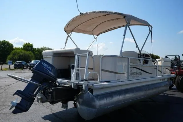 Slide: The Image of 2007 Godfrey 200 Sweetwater pontoon boat with Yamaha outboard motor and canopy. - 5