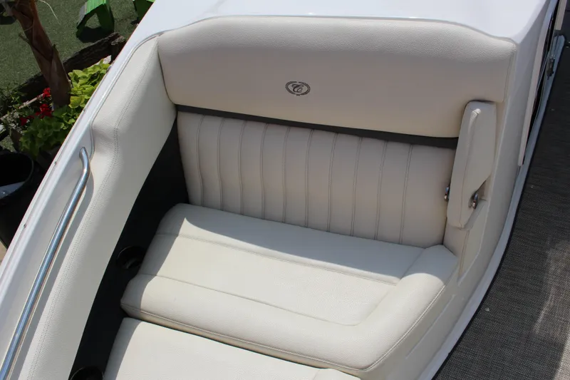 Slide: The Image of Luxurious white seating in a 2018 Cobalt R35 boat, showcasing elegant design. - 52
