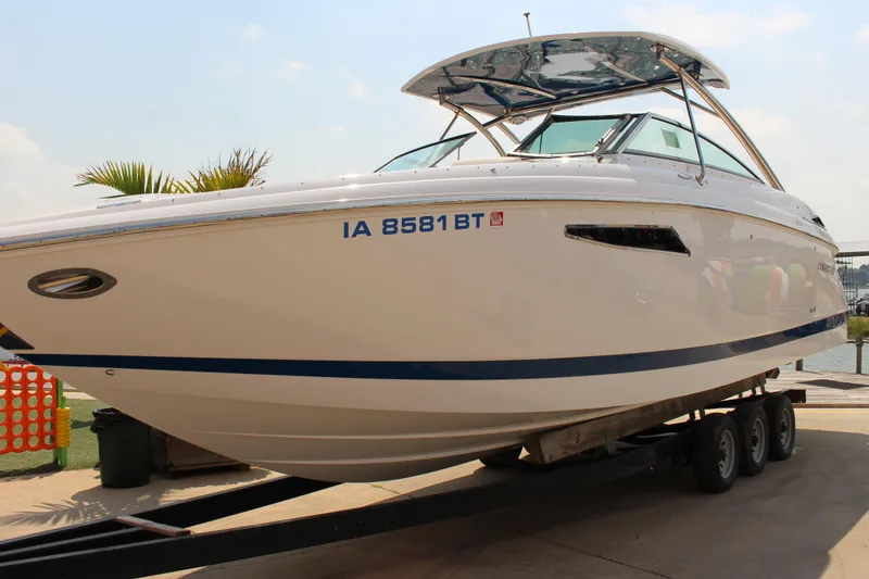 Slide: The Image of 2018 Cobalt R35 boat on trailer, side view with registration number IA 8581 BT. - 64