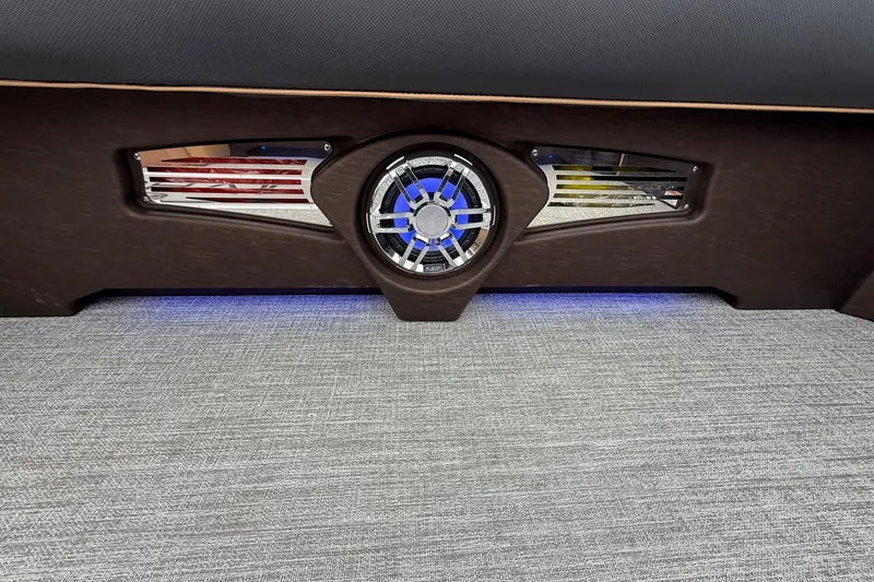 Slide: The Image of 2025 Tahoe 2785 interior detail with illuminated speaker and modern design elements. - 22