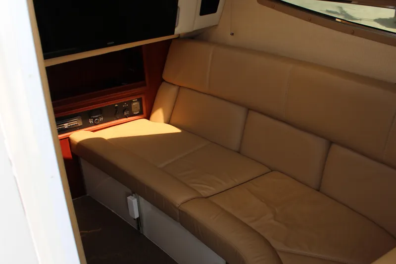 Slide: The Image of Luxurious interior of 2017 Cobalt R35 boat with beige leather seating. - 19