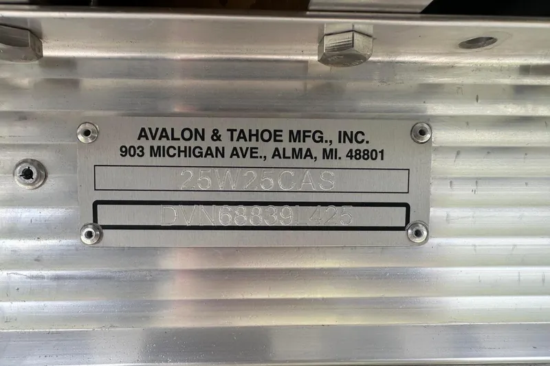 Slide: The Image of Metal identification plate for 2025 Tahoe 2585, Avalon & Tahoe MFG, Alma, MI. - 27