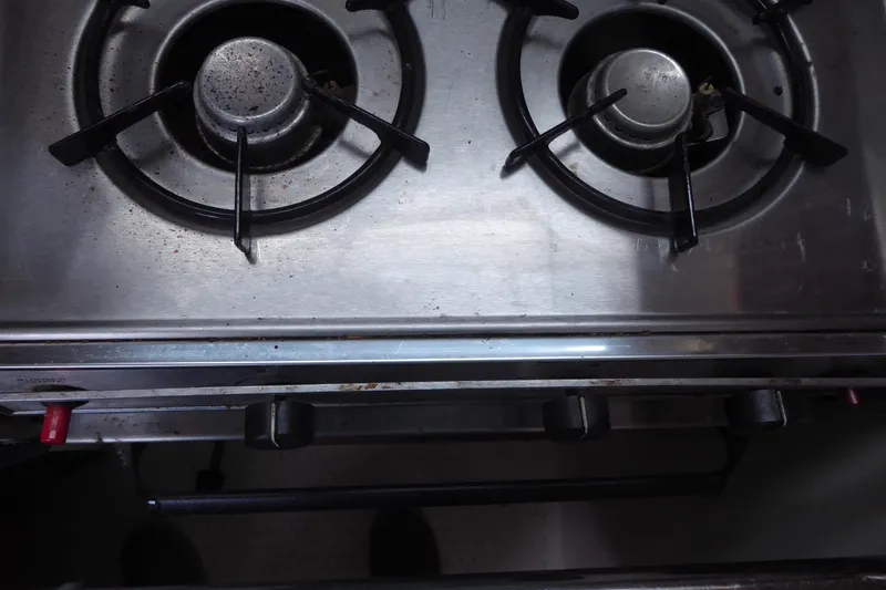 Slide: The Image of Stainless steel stove with two burners on a 1998 Catalina 36 MkII yacht. - 22