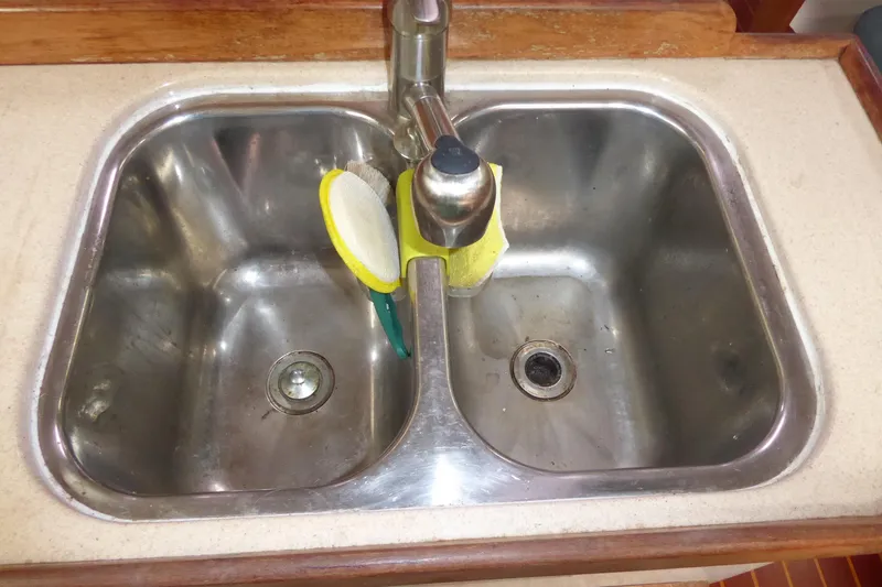 Slide: The Image of Double stainless steel sink with faucet on Catalina 36 MkII, 1998 model. - 23