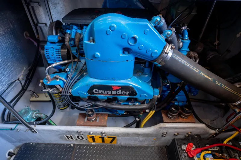 Slide: The Image of Engine compartment of a 2005 Silverton 34 Convertible with Crusader engine. - 39