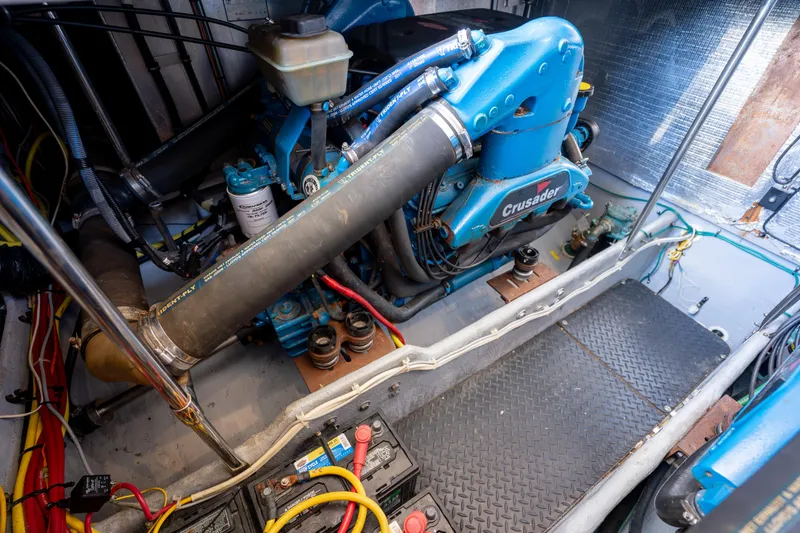 Slide: The Image of Engine room of 2005 Silverton 34 Convertible with Crusader engine, detailed view. - 40
