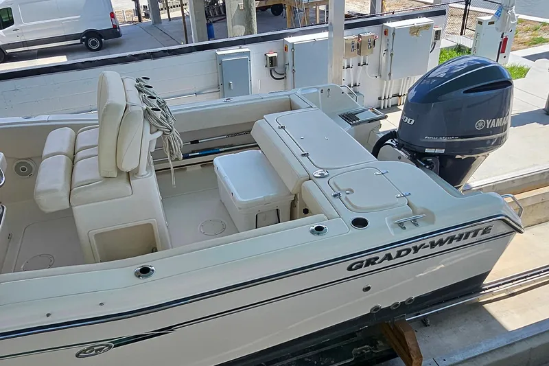 Slide: The Image of 2017 Grady-White Fisherman 257 boat with Yamaha engine, docked and ready for use. - 48