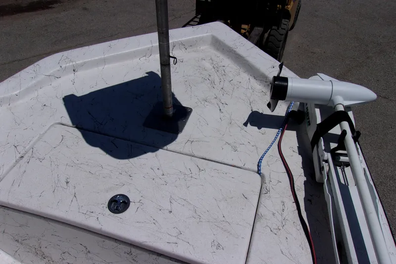 Slide: The Image of 2011 Blue Wave 180 Super Tunnel boat deck with mounted equipment and wiring. - 11