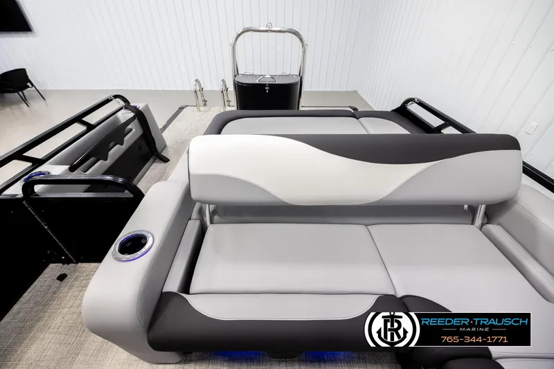 Slide: The Image of Luxurious seating on 2026 Avalon LSZ VRB pontoon boat, featuring sleek design and modern amenities. - 15