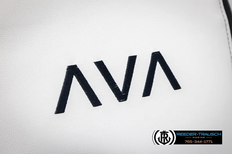 Slide: The Image of Close-up of Avalon LSZ VRB 2026 logo on white surface, featuring Reeder-Trausch Marine branding. - 44